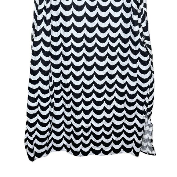 Marimekko Uniqlo Laine Short Sleeve Black White Shirt Dress Size M Linen Button - Picture 7 of 12